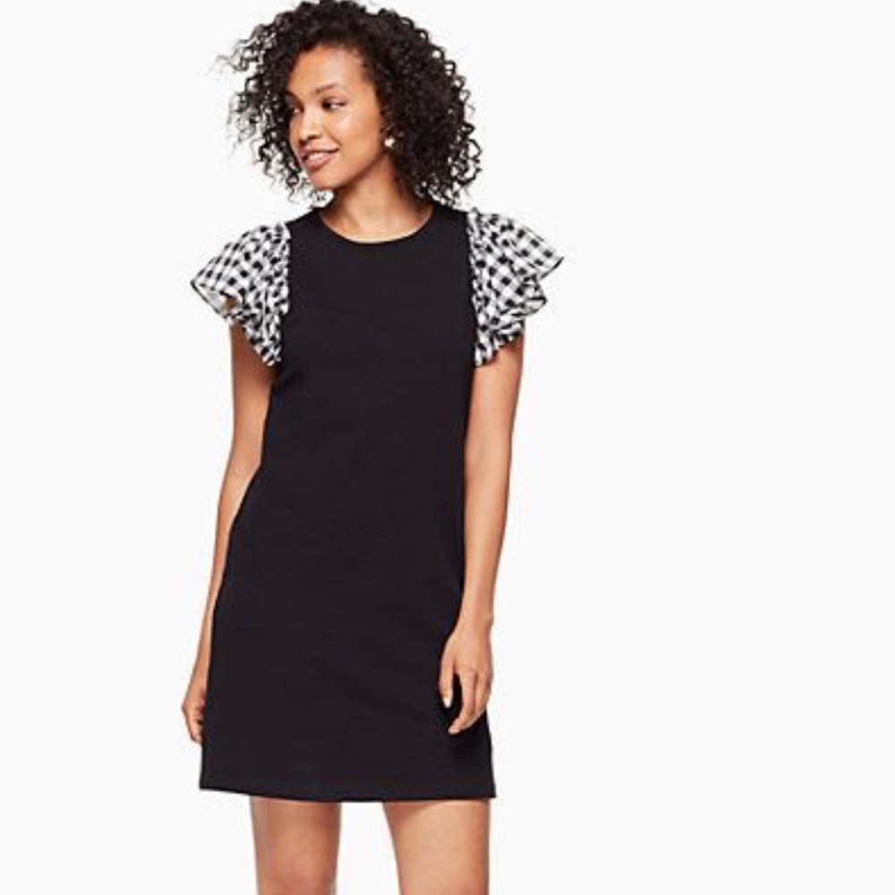 Kate Spade Gingham Ruffle Sleeve Dress